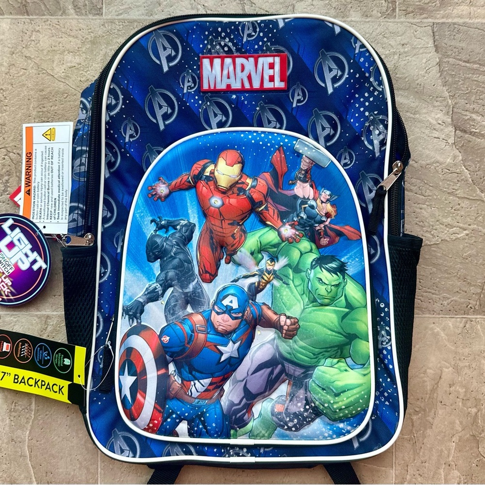 Marvel Avengers Boys' 17 Light Up Laptop Backpack School Book Bag With Keychain